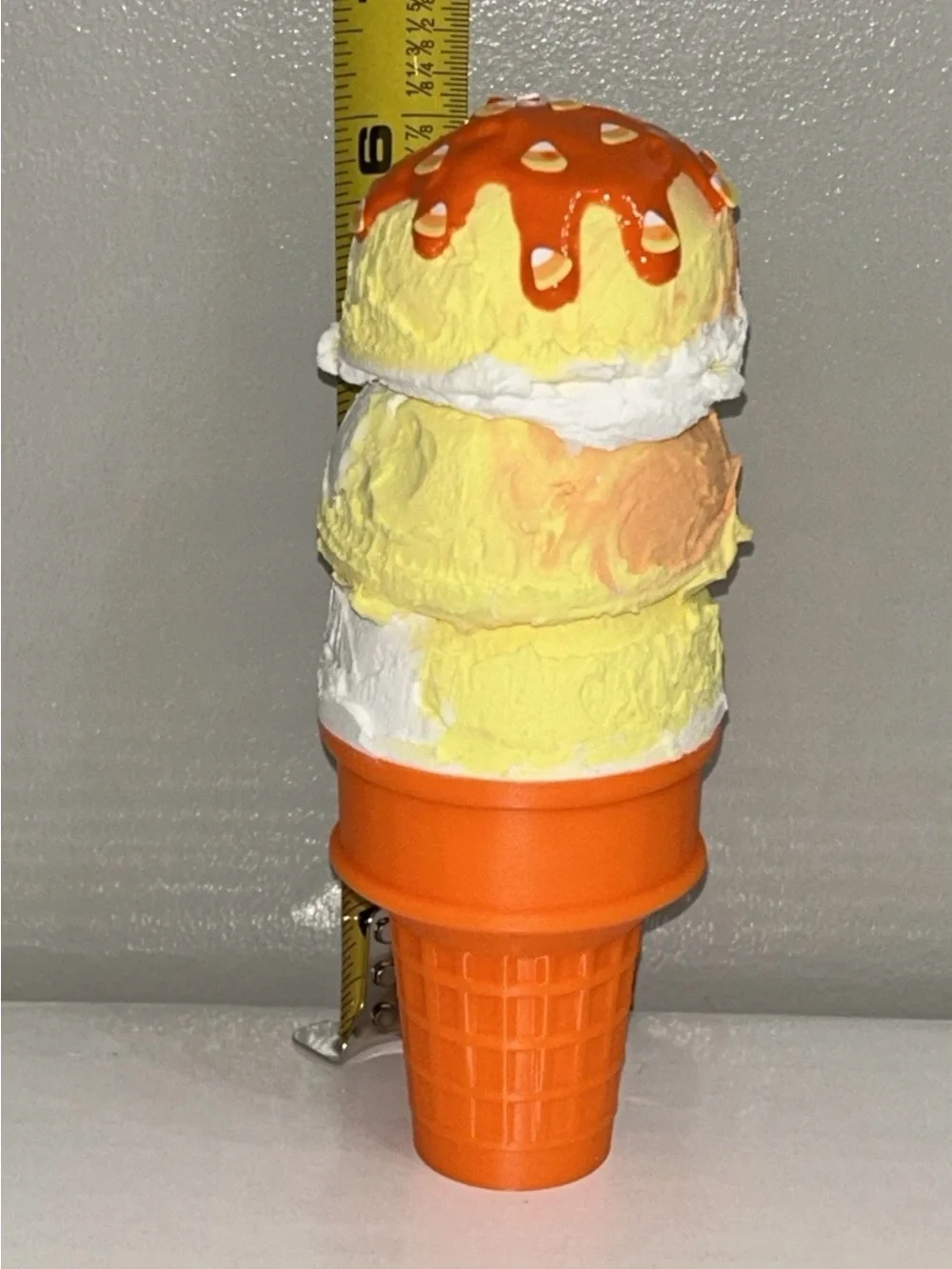 Decorative Orange Candy-Corn Fake Ice Cream Cone Handmade